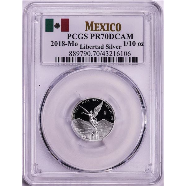 2018-Mo Mexico Proof 1/10 oz Silver Libertad Coin PCGS PR70DCAM