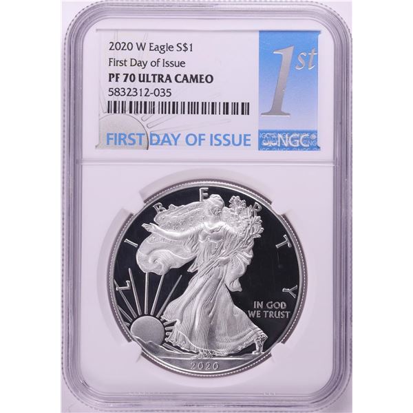 2020-W $1 Proof American Silver Eagle Coin NGC PF70 Ultra Cameo First Day of Issue