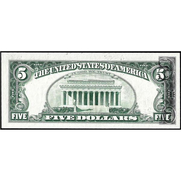 1969C $5 Federal Reserve Note Partial Offset Error