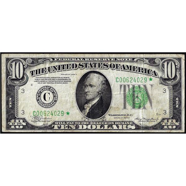 1934A $10 Federal Reserve Star Note Philadelphia
