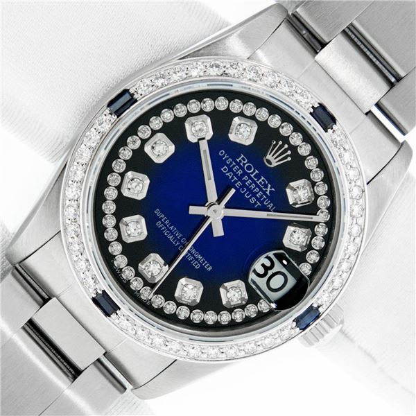 Rolex Midsize Diamond & Sapphire Datejust Watch