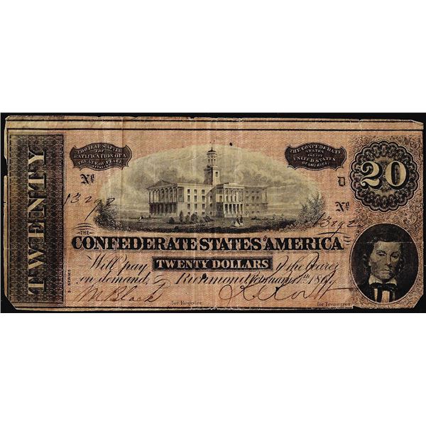 1864 $20 Confederate States of America Note