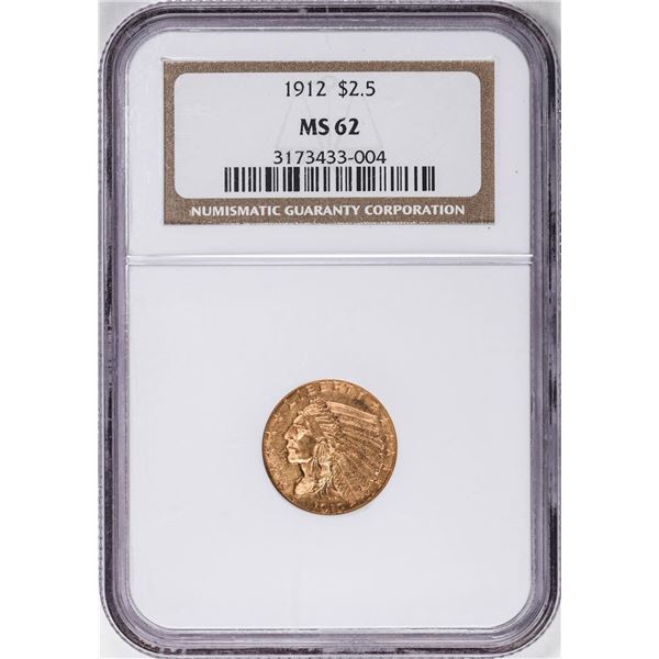 1912 $2 1/2 Indian Head Quarter Eagle Gold Coin NGC MS62