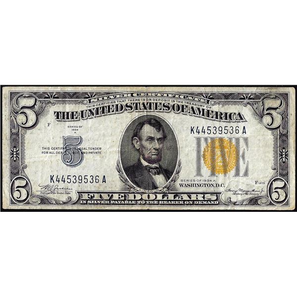 1934A $5 North Africa WWII Emergency Issue Silver Certificate Note