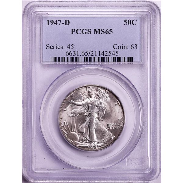 1947-D Walking Liberty Half Dollar Coin PCGS MS65