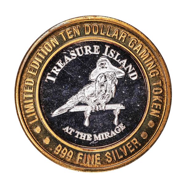 .999 Fine Silver Treasure Island Las Vegas, Nevada $10 Limited Edition Gaming Token