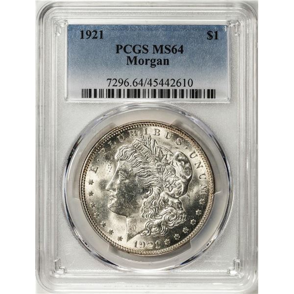 1921 $1 Morgan Silver Dollar Coin PCGS MS64