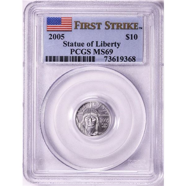 2005 $10 American Platinum Eagle Coin PCGS MS69 First Strike