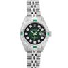 Image 2 : Rolex Ladies Stainless Steel Green Diamond Oyster Perpetual Datejust Wristwatch