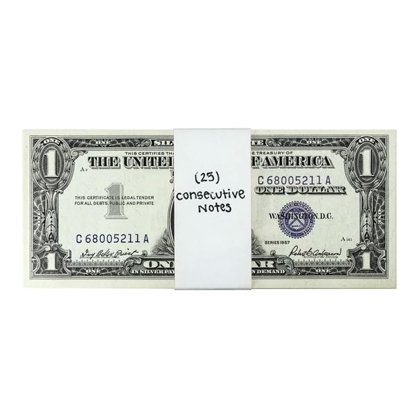 Lot of (25) Consecutive 1957 $1 Silver Certificate Notes