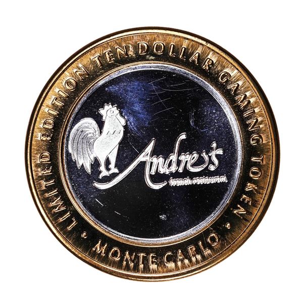 .999 Silver Monte Carlo Las Vegas, Nevada $10 Casino Limited Edition Gaming Token