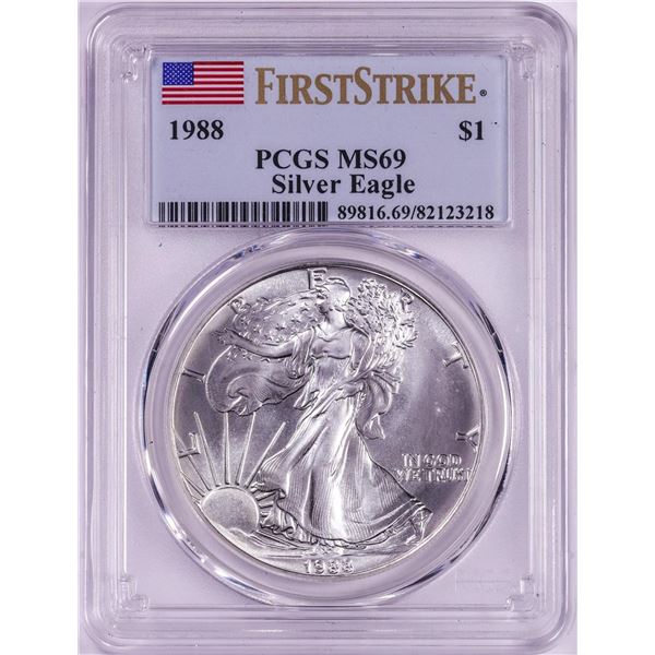 1988 $1 American Silver Eagle Coin PCGS MS69 First Strike