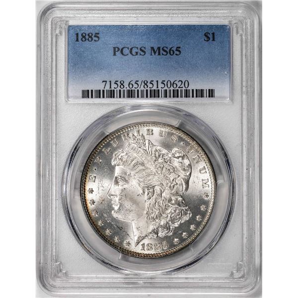 1885 $1 Morgan Silver Dollar Coin PCGS MS65