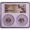 Image 1 : Set of 2021 Type 1 & Type 2 $5 American Gold Eagle Coins NGC MS70