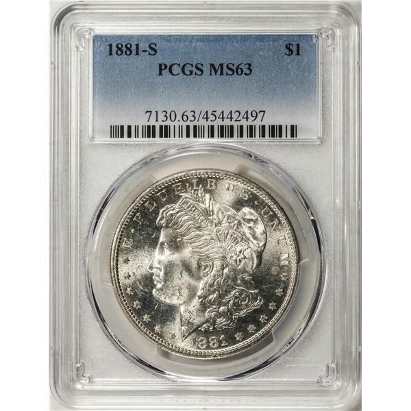 1881-S $1 Morgan Silver Dollar Coin PCGS MS63