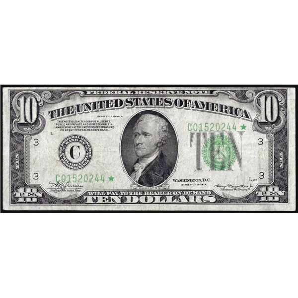1934A $10 Federal Reserve Star Note Philadelphia