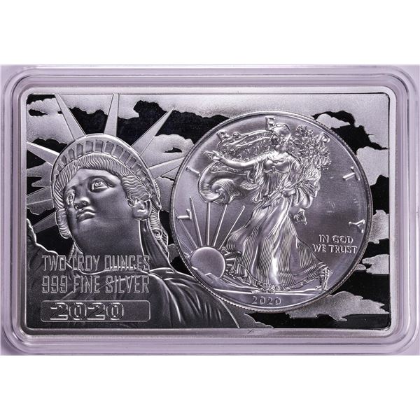 2020 Type 1 $1 American Silver Eagle Coin & 2oz Silver Bar Set