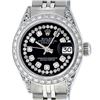 Image 2 : Rolex Ladies Quickset Stainless Steel Black Diamond Datejust Wristwatch