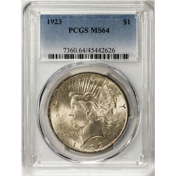 1923 $1 Peace Silver Dollar Coin PCGS MS64