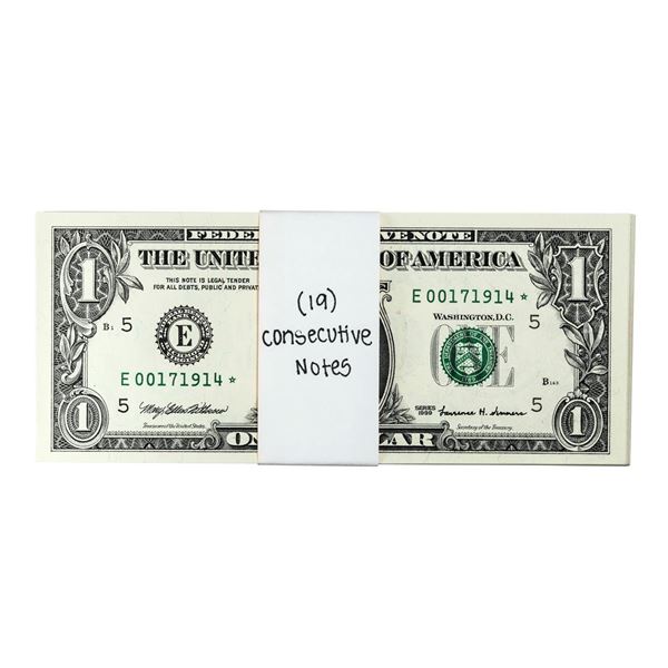Lot of (19) Consecutive 1999 $1 Federal Reserve Star Notes Richmond