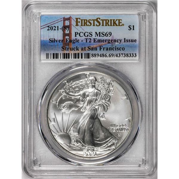 2021-(S) Type 2 $1 American Silver Eagle Coin PCGS MS69 First Strike Emergency Issue
