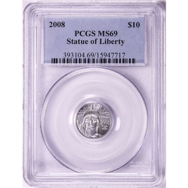 2008 $10 American Platinum Eagle Coin PCGS MS69