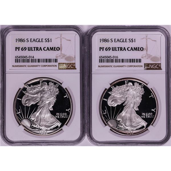 Lot of 1986-S $1 Proof American Silver Eagle Coins NGC PF69 Ultra Cameo