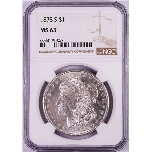 1878-S $1 Morgan Silver Dollar Coin NGC MS63