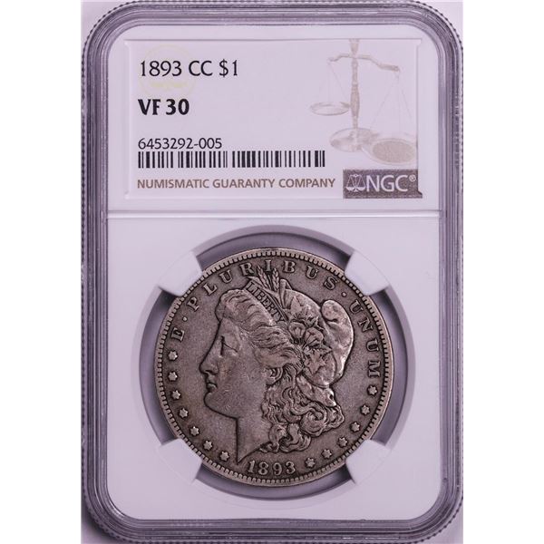 1893-CC $1 Morgan Silver Dollar Coin NGC VF30