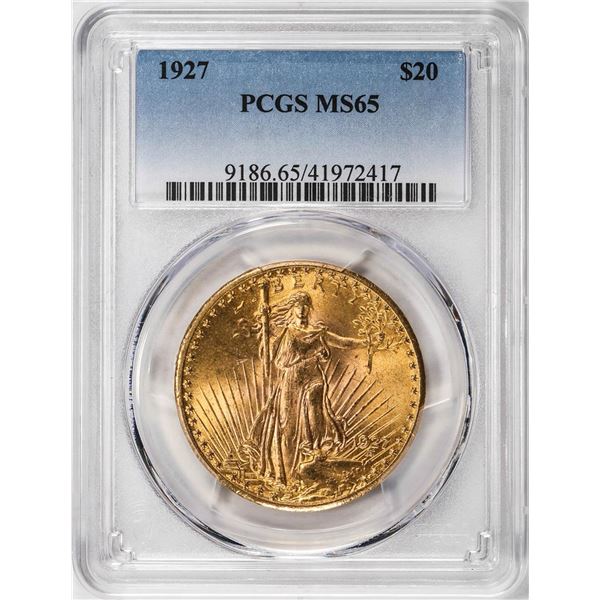 1927 $20 St Gaudens Double Eagle Gold Coin PCGS MS65