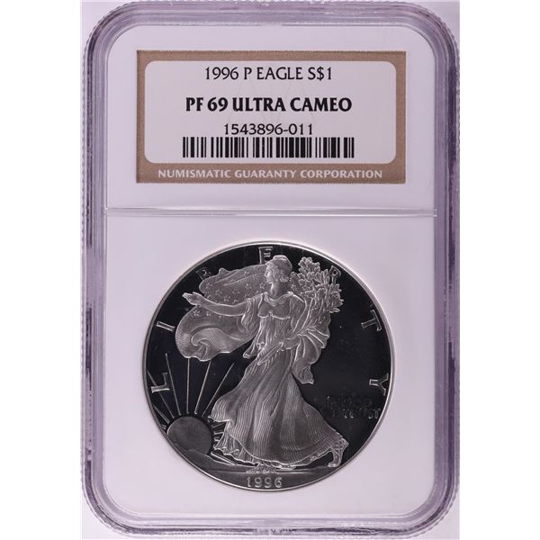 1996-P $1 Proof American Silver Eagle Coin NGC PF69 Ultra Cameo