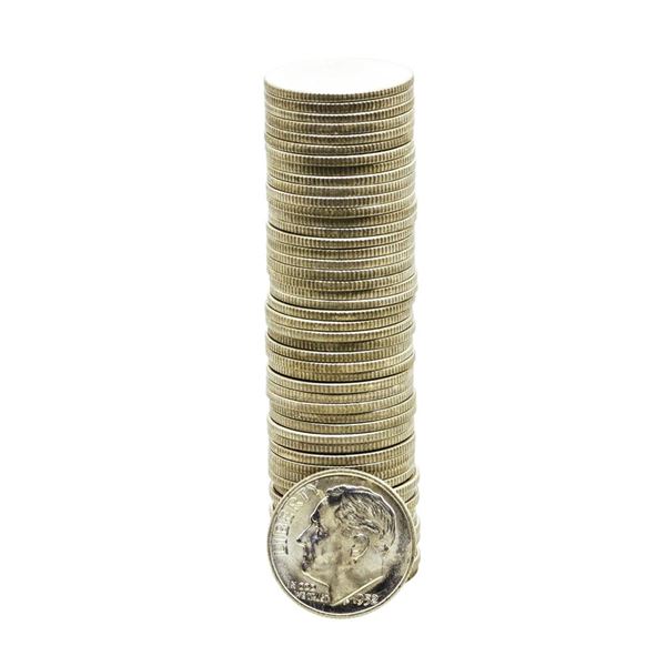 Roll of (50) Brilliant Uncirculated 1952-D Roosevelt Dime Coins