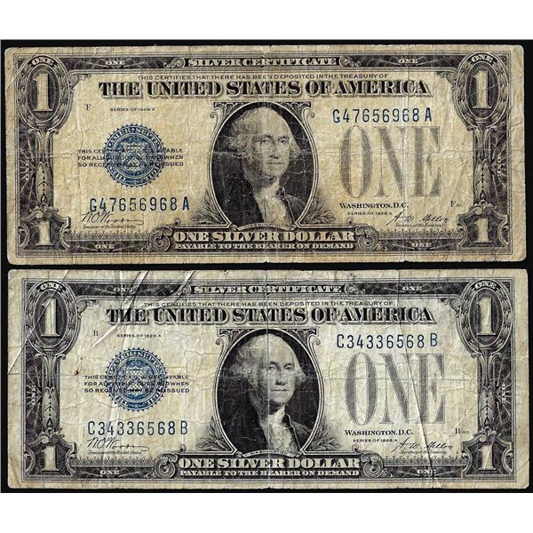 Lot of (2) 1928A $1 Funnyback Silver Certificate Notes