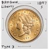 Image 1 : 1897-S $20 Liberty Head Double Eagle Gold Coin