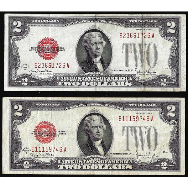 Lot of (2) 1928G $2 Legal Tender Notes