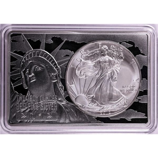 2012 $1 American Silver Eagle Coin & 2oz Silver Bar Set