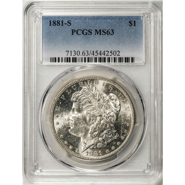 1881-S $1 Morgan Silver Dollar Coin PCGS MS63