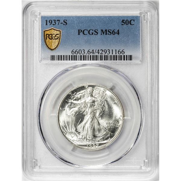 1937-S Walking Liberty Half Dollar Coin PCGS MS64