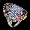 Image 2 : Natural Tanzanite & Multi Color Tourmaline Ring