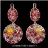 Image 1 : Natural White Opal & Red Ruby Earrings