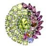 Image 1 : Natural Peridot  Rhodolite Garnet Tanzanite Ring