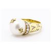 Image 2 : Chanel Gold-tone Metal Pearl Ring with Diamond and Stars