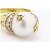 Image 5 : Chanel Gold-tone Metal Pearl Ring with Diamond and Stars
