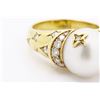 Image 6 : Chanel Gold-tone Metal Pearl Ring with Diamond and Stars