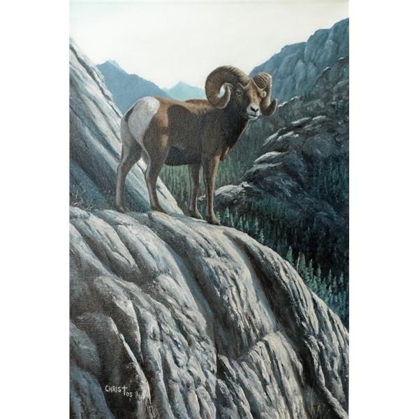 Dan Christ Ram On The Rocks Painting