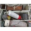 Image 10 : Pallet Multiple Plastic Bins: Hardware, Fittings, Propane Cylinder, Tape, etc