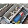 Image 11 : Pallet Multiple Plastic Bins: Hardware, Fittings, Propane Cylinder, Tape, etc
