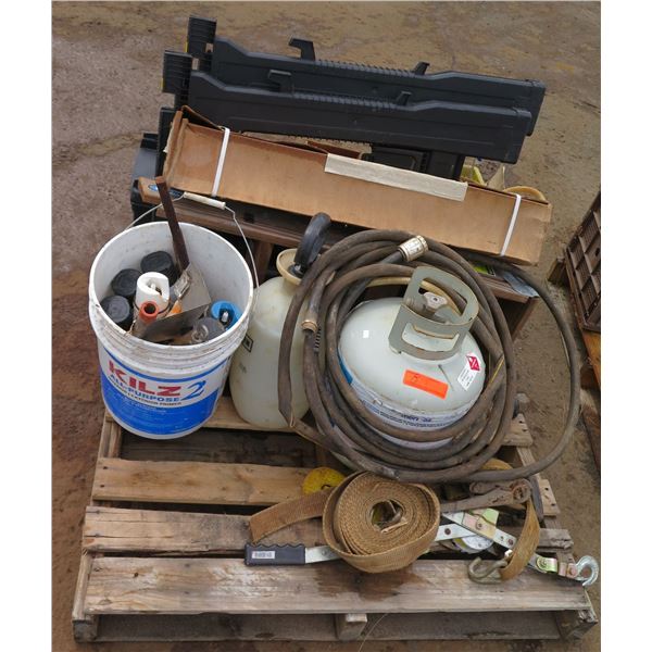 Pallet Hard Toolboxes, Box Burndy YGL29C29 Cross Connector, Ball Hitch, Tank & Hose, etc