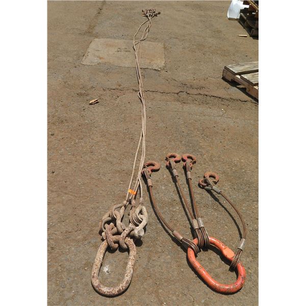 Multiple Wire Rope Equipment Hooks w/ Shackles Misc Lengths