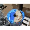 Image 6 : Bucket Metal Coiled Wire Safety Cables & Roll Blue Tarp Material 12-168088